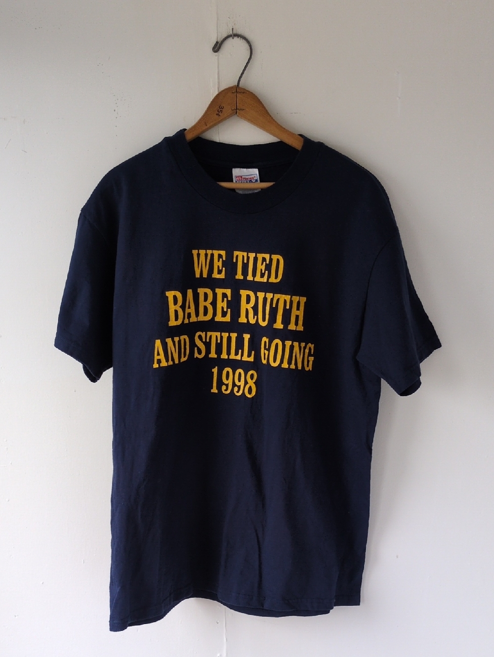 Vintage 90's Hanes Beefy-T "We Tied Babe Ruth" 1998 Graphic T-Shirt - Size Large
